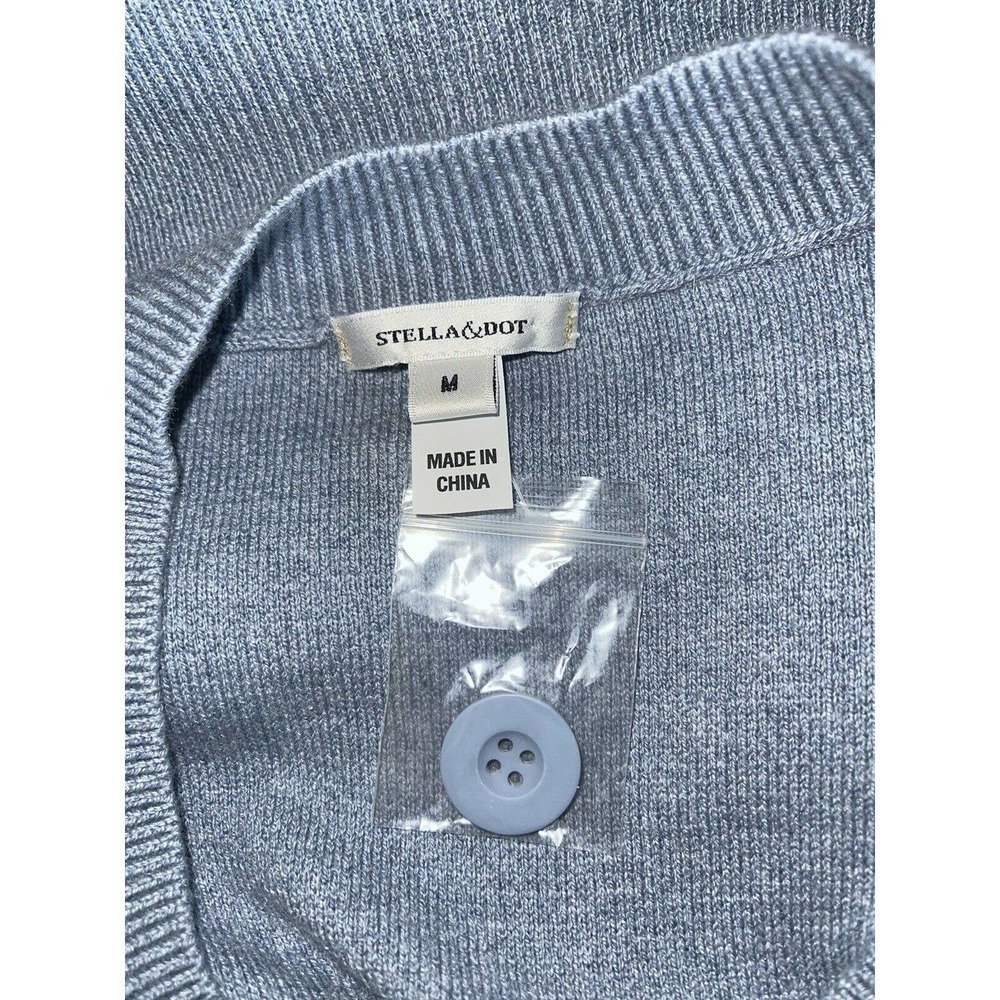 Stella & Dot Size M Blue Side Button Soft Merino … - image 4